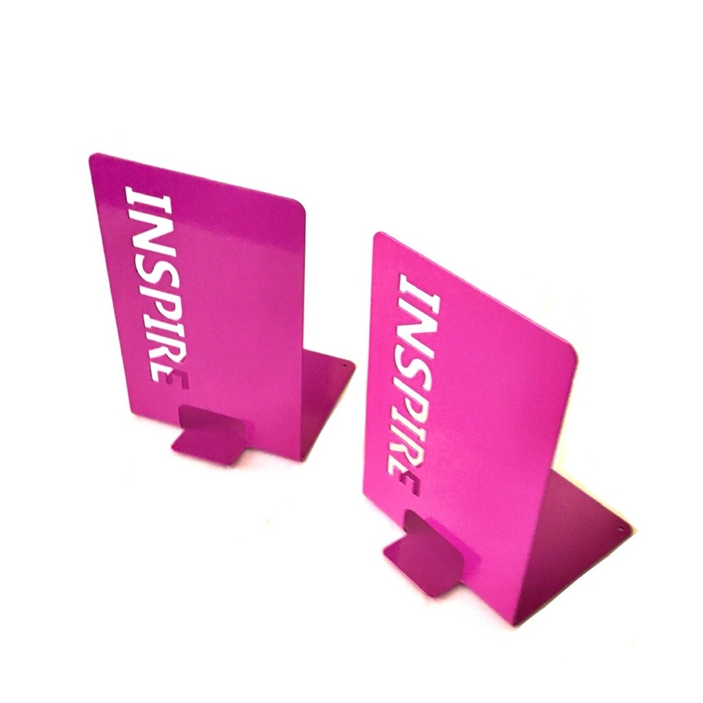 Metal Bookends Set with Stenciled INSPIRE Message